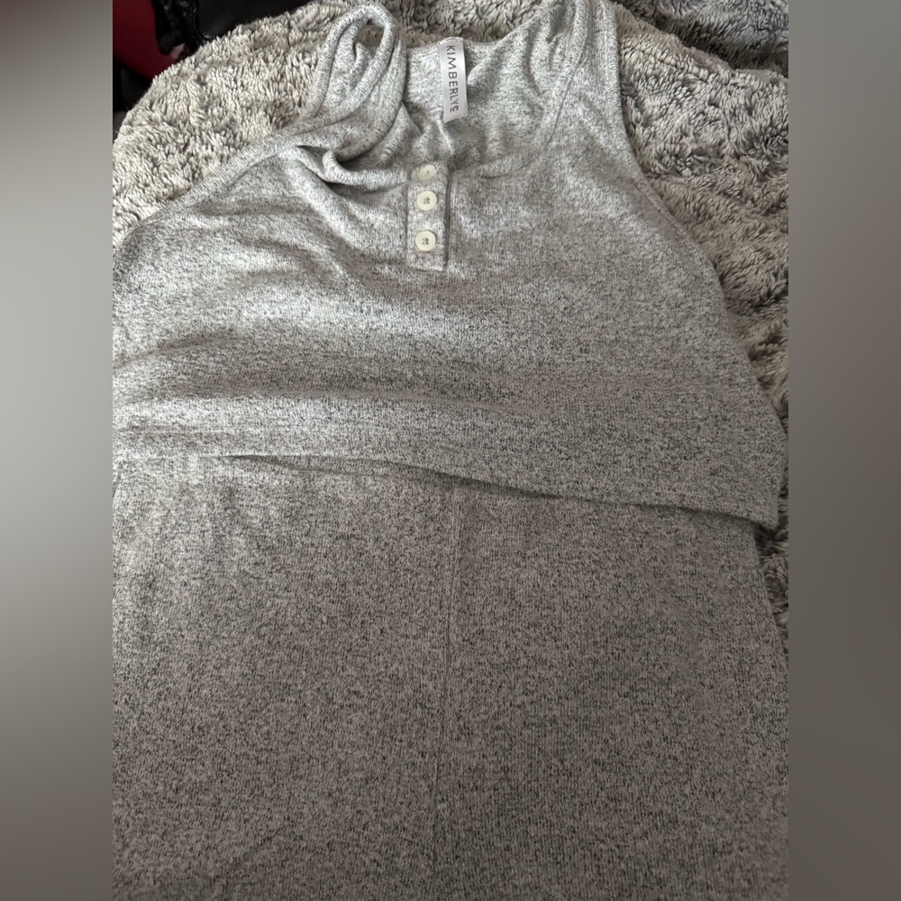 Gray Sleeveless Top with Button Detail
